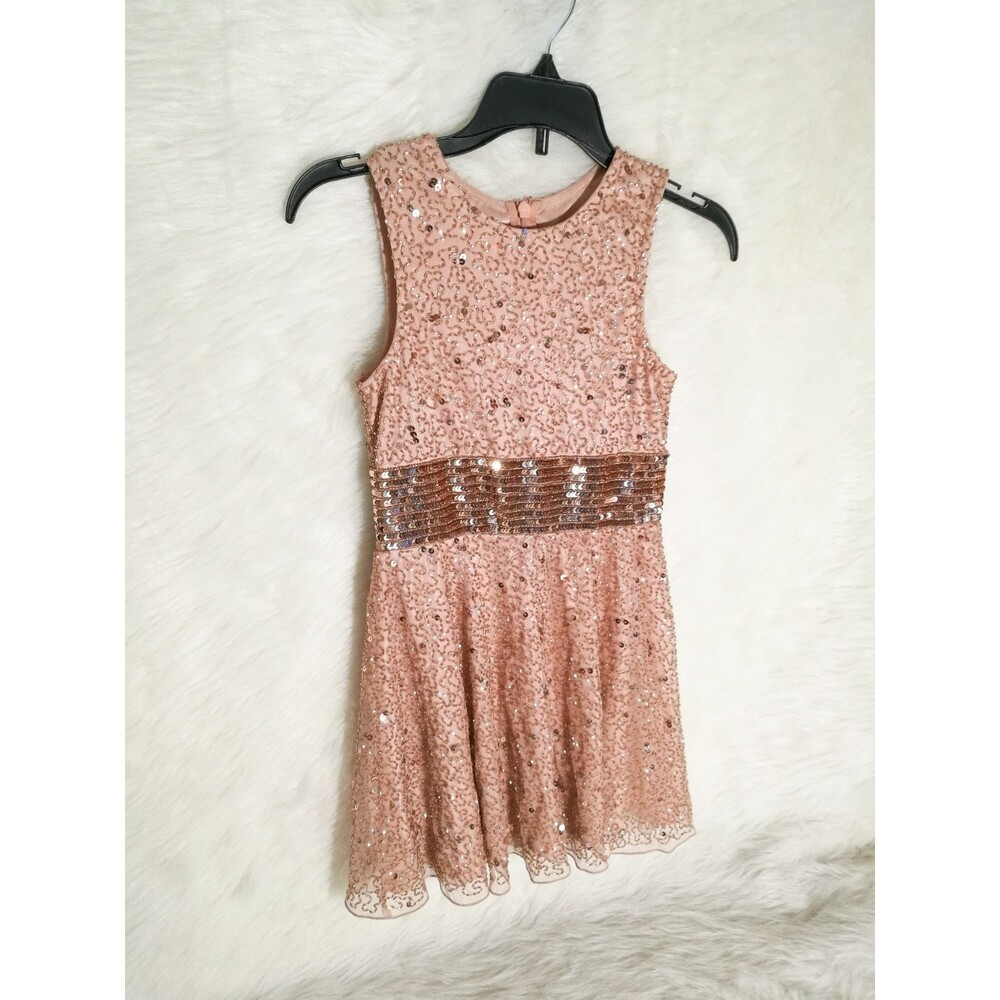 2019 Ashley Lauren rose gold dress Blush Pink Sequin Fit & Flare Party Dress 6
